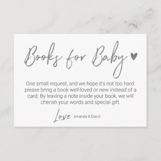 モダン&ミニマルベビーシルバースクリプト用ブック エンクロージャーカード (正面)