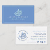 モダン&ミニマルベーカリーフローラタートロゴブルー 名刺 (正面/裏面)