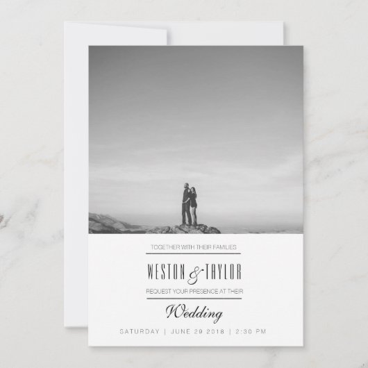 モダン&ミニマル結婚の写真招待状 招待状 (正面)
