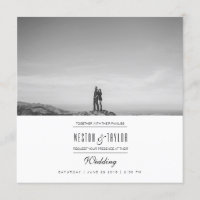 モダン&ミニマル結婚の写真招待状