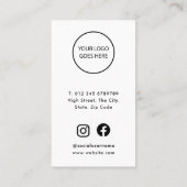 モダン ミニマル お礼 SNS 割引カード (裏面)