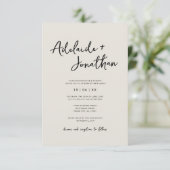 モダン ミニマル アイボリー ウェディング 招待状（おしゃれな結婚式の招待状） 招待状 (スタンド正面)