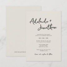 モダン ミニマル アイボリー ウェディング 招待状（おしゃれな結婚式の招待状）