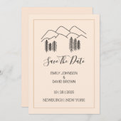 モダン ミニマル アウトドア ネイチャー ヒルズ セーブ ザ デート 招待状 (正面/裏面)