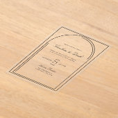 モダン ミニマル アクリル ウェディング | アーチ ボーダー アクリル招待状 (レイダウン)