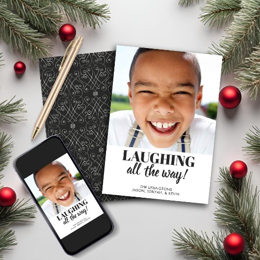 モダン ミニマル アブストラクト ホリデー フォト シーズンカード