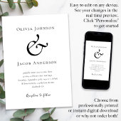 モダン ミニマル アンパサンド ウェディング 招待状