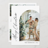 モダン ミニマル アーチ フォト メリークリスマス シーズンカード (正面/裏面)