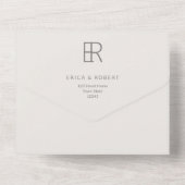 モダン ミニマル インター ロッキング モノグラム オールインワン招待状 (裏面)