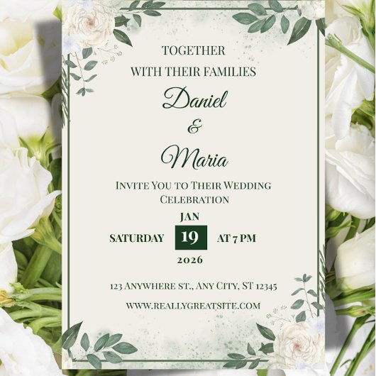 モダン ミニマル ウェディング インビテーション テンプレート