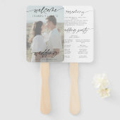 モダン ミニマル ウェディング ウェルカム | 白い写真 ハンドファン (正面&裏面)