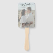 モダン ミニマル ウェディング ウェルカム | 白い写真 ハンドファン (正面)