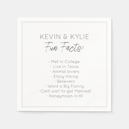 モダン ミニマル ウェディング カップル 豆知識 スタンダードカクテルナプキン (正面)