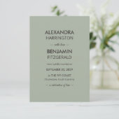 モダン ミニマル ウェディング | セージグリーン クラシック 案内状 (スタンド正面)