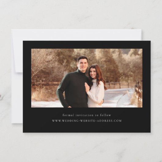 モダン ミニマル ウェディング セーブ・ザ・デート 現代的でおしゃれなデザイン (裏面)