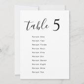 モダン ミニマル ウェディング テーブル シーティング チャート カード (裏面)