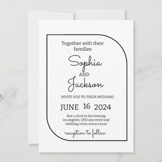モダン ミニマル ウェディング 招待状 (正面)