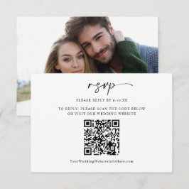 モダン ミニマル ウェディング QRコード フォト RSVP カード