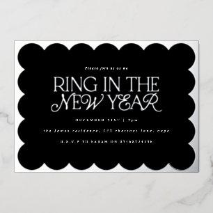 モダン ミニマル エレガントなセージグリーン レトロ ウェーブ エッジ 箔シーズンカード