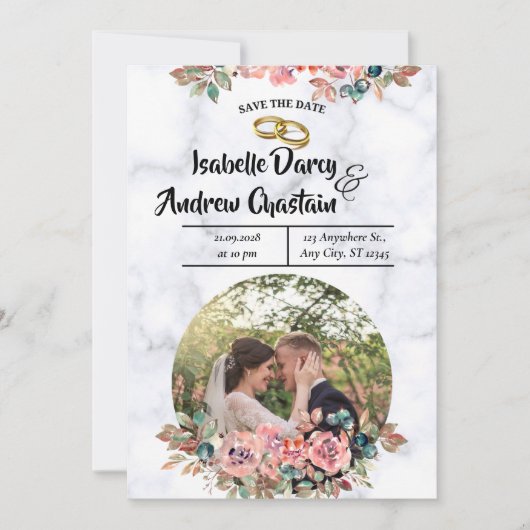 モダン ミニマル エレガント ウェディング セーブザデート (正面)