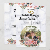 モダン ミニマル エレガント ウェディング セーブザデート (正面/裏面)