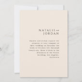 モダン ミニマル エレガント シンプル クリーム ウェディング 招待状 (正面)