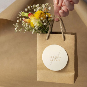 モダン ミニマル エレガント スクリプト モノグラム ウェディング ラウンドシール