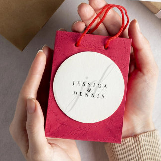 モダン ミニマル エレガント スクリプト モノグラム ウェディング ラウンドシール