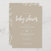 モダン ミニマル エレガント ベビーシャワー | 招待状