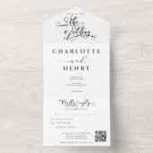 モダン ミニマル エレガント ホワイト QRコード ウェディング オールインワン招待状 (内側)