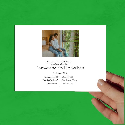 モダン ミニマル エレガント 4 フォト リハーサル 招待状