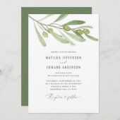 モダン ミニマル オリーブの枝 サジ 結婚式 案内状 (正面/裏面)