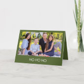 モダン ミニマル オリーブグリーン "ホー ホー ホー" フォト シーズンカード (正面)