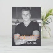 モダン ミニマル オレンジ アートデコ 卒業 案内状 (スタンド正面)