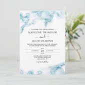 モダン ミニマル オーシャンブルー 水彩 結婚式 招待状 (スタンド正面)