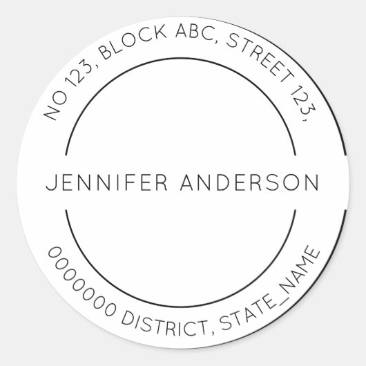 モダン ミニマル オーダーメイド 返送先ラベル ラウンドシール (正面)