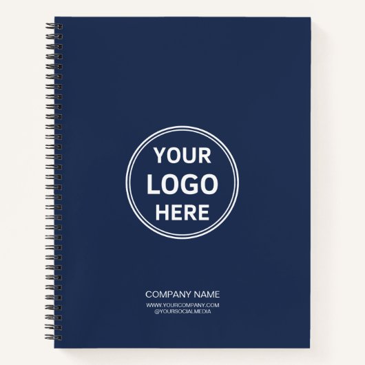 モダン ミニマル カスタム ロゴ ネイビーブルー ノートブック (正面)