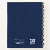 モダン ミニマル カスタム ロゴ QR コード ネイビーブルー ノートブック (裏面)