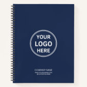 モダン ミニマル カスタム ロゴ QR コード ネイビーブルー ノートブック (正面)