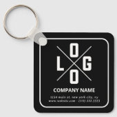 モダン ミニマル カスタム QR コード ロゴ キーホルダー (正面)