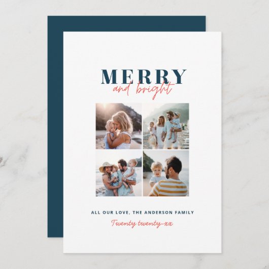 モダン ミニマル カラフルで楽しいクリスマスの写真 シーズンカード (正面/裏面)