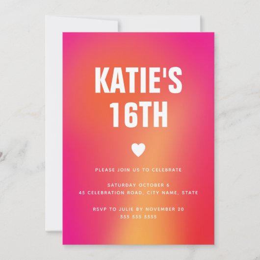 モダン ミニマル カラフル アブストラクト スイート16 招待状 (正面)
