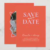 モダン ミニマル カラフル オレンジ グリーン ウェディング 招待状 (正面/裏面)