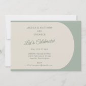 モダン ミニマル カラー ブロック セージ 婚約 招待状 (正面)