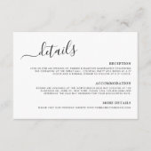 モダン ミニマル カリグラフィー ウェディング デイテール エンクロージャーカード (正面)