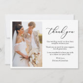 モダン ミニマル カリグラフィー 3 フォト ウェディング サンキューカード (裏面)