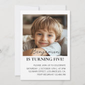 モダン ミニマル キッズ バースデー フォト 招待状 (正面)