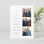 モダン ミニマル クリスマスツリーの3枚の写真 ネイビー シーズンカード (スタンド正面)
