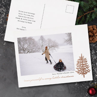 モダン ミニマル クリスマス 常緑樹 ホイル 写真 箔シーズンポストカード