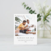 モダン ミニマル クリーン オーダーメイド フォト ハッピー ニューイヤー シーズンポストカード (スタンド正面)